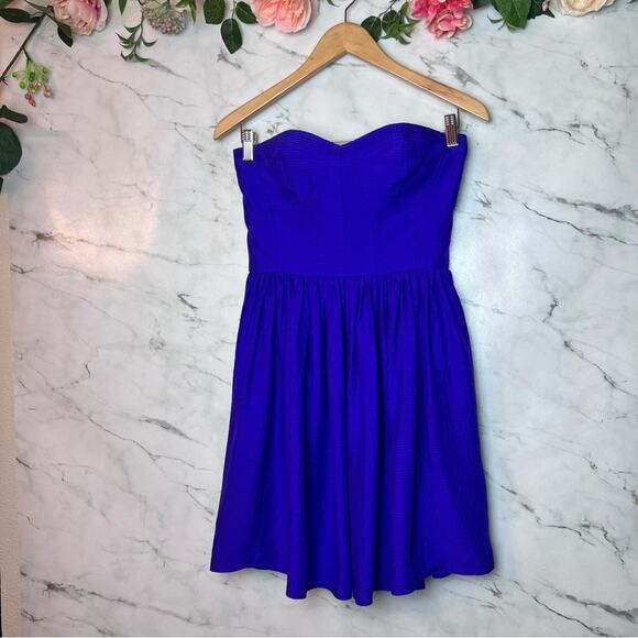 Rebecca Taylor 100% Silk Perfect Party Dress Strapless Violet Purple 2 - Picture 2 of 12